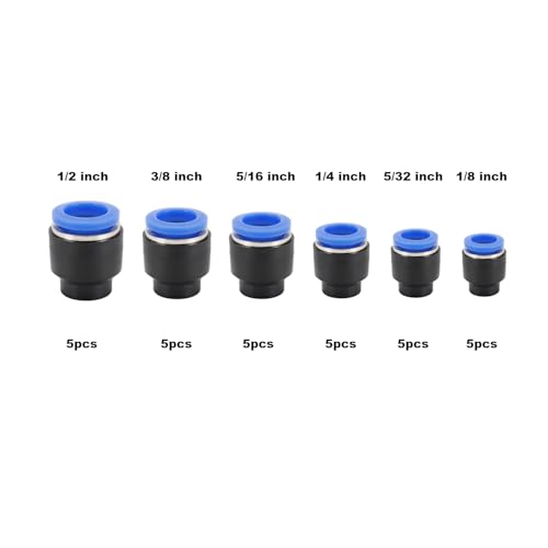 30 Pcs Push to Connect Fittings, Cap Style Pneumatic Blanking Plugs, Push-to-Connect Fitting cap, Fittings for 1/8 5/32 1/4 5/16 3/8 1/2 Tube - style: 30pcs pneumatic cap