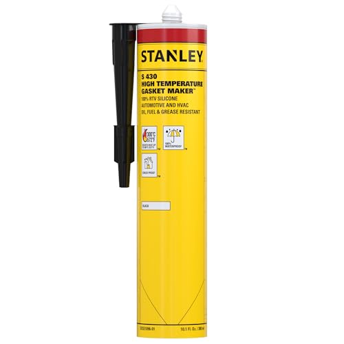 Stanley S430 High-Temp RTV Silicone Gasket Maker - Oil, Vibration and Heat Resistant Black Silicone Sealant for Automotive Valve Covers and Engine Parts, 10.1 fl.oz. Black, 1 Pack - color: Black, size: 1 PACK