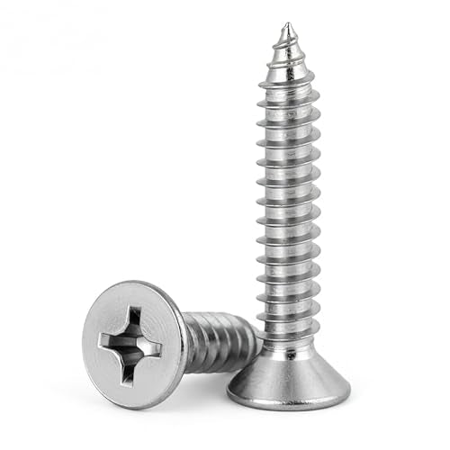 #4 x 1-1/8" (M3x30mm) 304 Stainless Steel Flat Head Wood Screws, 80pcs - size: #4 x 1-1/4''-100pcs