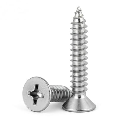 #4 x 1-1/8" (M3x30mm) 304 Stainless Steel Flat Head Wood Screws, 80pcs - size: #4 x 1-1/4''-100pcs