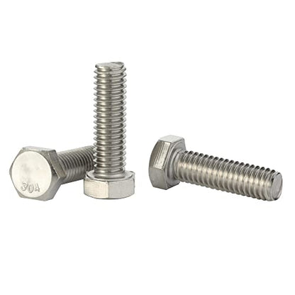 M6-1.0 x 20mm Hex Head Bolts Hexagon Screws, 304 Stainless Steel 18-8, Plain Finish, Fully Threaded, 25 PCS - size: M6 x 20mm
