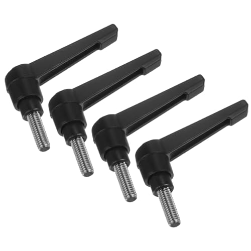 uxcell 4pcs Clamping Lever Handles, M6 x 15mm 304 Stainless Steel Threaded Male Stud, Adjustable Handles Locking Quick Release Ratchet Push Button Bolt Knobs, Black - size: M6 x 15mm
