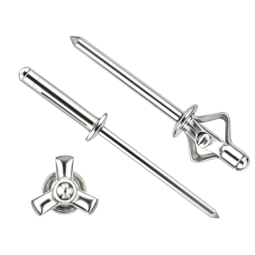 1/8" x 5/8" Tri-Fold Rivets Assortment - 150Pcs,Silver Tri-fold Exploding Pop Rivets Solid Aluminum Tri Grip Rivets Bulb Style Rivets for Kayak Marine Boat - color: Silver, size: 1/8"x5/8"