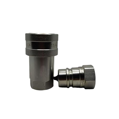 1-Set 3/4" Ag ISO5675 Carbon Steel Hydraulic Quick Disconnect Coupling/Coupler Poppet Valve，Pioneer Type, Set w/Dust Cap - size: 1Set-3/4"NPT(Poppet)
