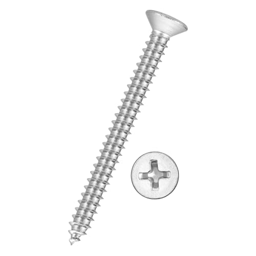 50pcs Phillips Wood Screws #8x1-3/4 304 Stainless Steel Silver - color: Silver, size: #8x1-3/4"