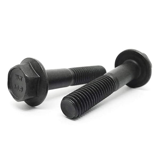 (6 Pieces) 5/16-18x2-1/2 Grade 8 Hex Flange Bolts Screws UNC Coarse Partial Threads Phos & Oil