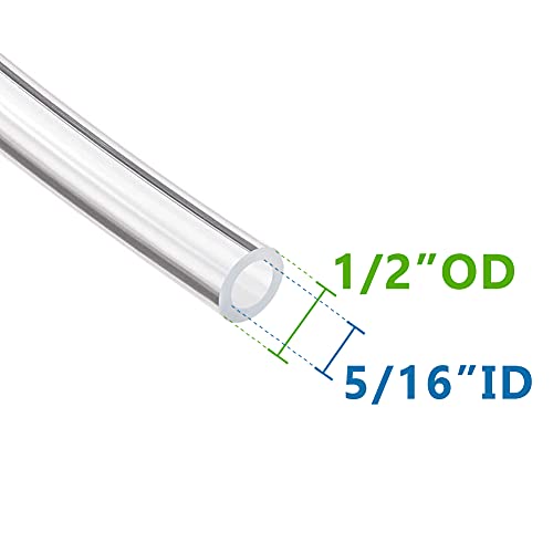 Feelers Pneumatic PU Tubing, 1/2"OD Hose PU Polyurethane Air Hose Tube Line for Air Compressor Water Fluid Transfer Clear (16.4 ft) - color: Clear, size: 1/2" OD - 16.4ft