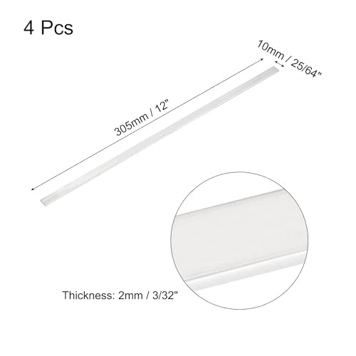 MECCANIXITY 4 Pcs Square Aluminum Flat Bar, 1/16" (2mm) Thick x 3/8" (10mm) Width x 12" (305mm) Long 6061 Aluminum Flat Plate Solid New Mill Stock Silver for Industrial Building - size: 1/16"(2mm)x3/8"(10mm)x12"(305mm)