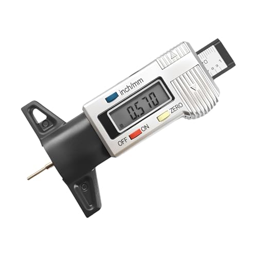 Digital Tire Tread Depth Gauge, Portable 0.01mm Resolution, Silver - color: Silver