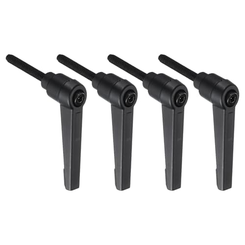 uxcell 4pcs Lever Adjustable Handles M5 x 32mm Metric Male Thread with Nuts Washers, Level Clamping Handle Set Hand Stud Knobs Rotating Screw Handles Bolts with Locking Lever, Black - size: M5 x 32mm