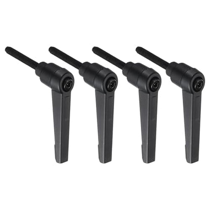 uxcell 4pcs Lever Adjustable Handles M5 x 32mm Metric Male Thread with Nuts Washers, Level Clamping Handle Set Hand Stud Knobs Rotating Screw Handles Bolts with Locking Lever, Black - size: M5 x 32mm