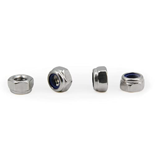 M6 x 1mm Pitch 304 Stainless Steel Self-Locking Hex Lock Nuts, Nylon Insert LockNuts Silver Metric Self Clinching Hex Lock Nuts for Hardware Parts, 200pcs/pack (M6-200pcs) - size: M6-200pcs