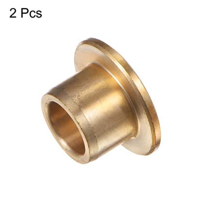 HARFINGTON 2pcs Flange Bearing Sleeve 10mm Bore 14mm OD 12mm Length 2mm Flange Thickness Bronze Bushing Self-Lubricating Bushings Sleeve for Industrial Equipment - size: 10mmx14mmx12mm