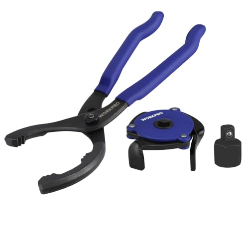 WORKPRO 2-Piece Oil Filter Wrench Set, Oil Change Tools Kit for Car - color: Blue