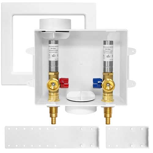HeSun Washing Machine Outlet Box, 1/2"Crimp PEX x 3/4"MHT Outlet(WM007-1) - size: Washing Machine Box W/ SS Arrestor, style: F1807 Crimp
