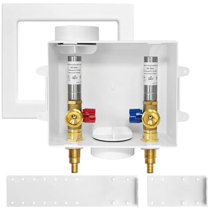 HeSun Washing Machine Outlet Box, 1/2"Crimp PEX x 3/4"MHT Outlet(WM007-1) - size: Washing Machine Box W/ SS Arrestor, style: F1807 Crimp