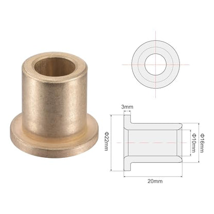 uxcell 4pcs Flange Sleeve Bearings 10mm Bore 16mm OD Sintered Bronze
