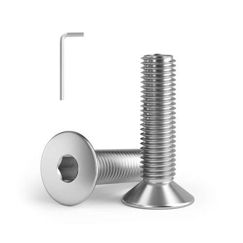 1/4-20 x 2-3/4''(10 Pack) Flat Head Hex Socket Cap Screws Countersunk Bolts, Allen Socket Drive, 304 Stainless Steel 18-8, Fully Machine Thread, Bright Finish (with hex Spanner) - size: 1/4 × 2-3/4''