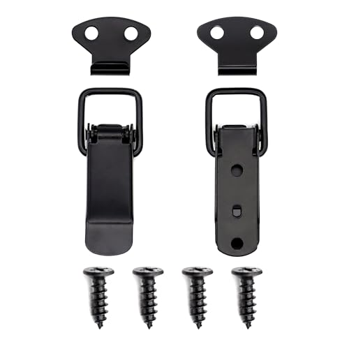 Lesnala 12 Set of Black Toggle Latch Stainless Steel Spring Toggle Lock Clasp Buckle Latch for Wooden Case Toolboxes Cabinet Chest, Latch Catches Hasps Clamps 75mm Overall Length with Mounting Screws