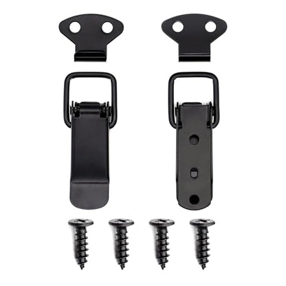 Lesnala 12 Set of Black Toggle Latch Stainless Steel Spring Toggle Lock Clasp Buckle Latch for Wooden Case Toolboxes Cabinet Chest, Latch Catches Hasps Clamps 75mm Overall Length with Mounting Screws