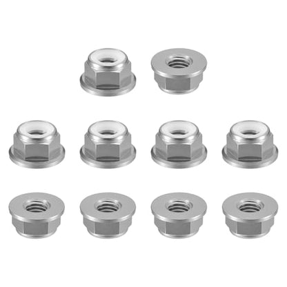 uxcell Nylon Insert Hex Lock Nuts, 10pcs - M6 x 1mm Aluminum Alloy Self-Locking Nut, Anodizing Flange Lock Nut for Fasteners(Titanium Gray) - size: M6 x 1mm