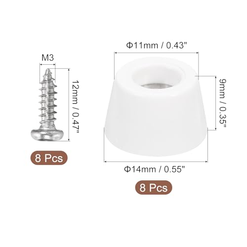 uxcell 8Pcs Rubber Bumper Feet, 0.35" H x0.55 W Round Pads with Stainless Steel Washer and Screws for Furniture, Appliances, Electronics - size: 0.35" H x0.55" W