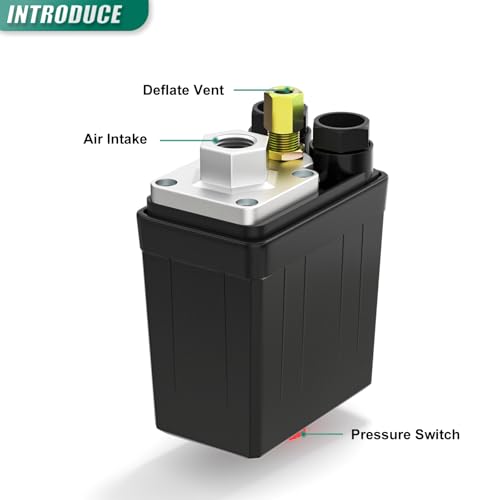 Air Compressor Pressure Switch Control Valve Kit 1 Way, 90-120 PSI, 110V-240V, With 0-180 Pressure gauge & Manifold Regulator - size: 90-120 PSI