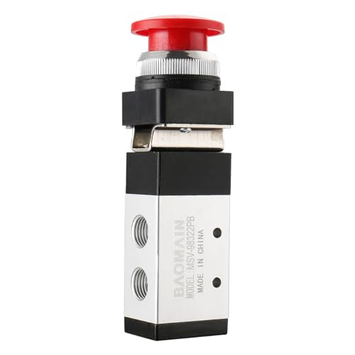 Baomain Pneumatic Mechanical Valve MSV-98322PB 1/4"PT 2 Position 3 Way Momentary Mushroom Button Red - size: Red Mushroom(3-Way)
