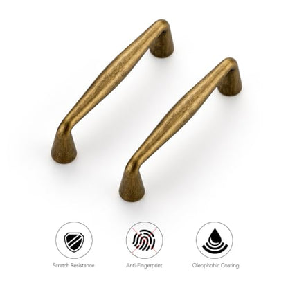 Ravinte Antique Brass Cabinet Handles Solid Handles,3 Inch,5 Pack - color: Antique Brass, size: 3 Inches Hole Center