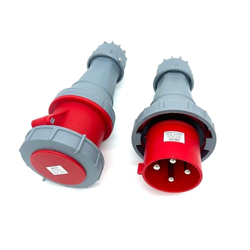 1Set 125A 4Pin Male+Female Connector(Compatible with 100amp),Industrial Waterproof Receptacle, IP67 Aviation 3Phase Plug&Socket,for High-Power Equipment,IEC60309 3P+E 6H - style: 4Pin Connector Set