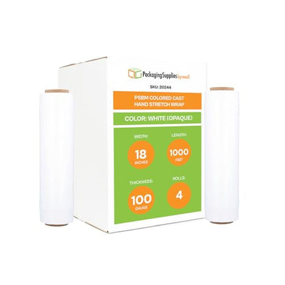 PSBM Dark White Stretch Wrap, 4 Rolls 18 Inch x 1000 Feet 100 Gauge, Heavy Duty Plastic Wrap Industrial Strength Shrink Film for Moving, Packing & Shipping - color: White, size: 18 Inch (XD)