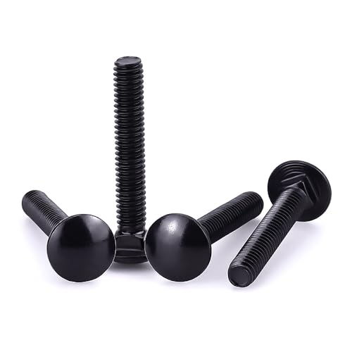1/4-20 x 1 Black Steel Carriage Bolts, 304 Stainless Steel 18-8, Round Domed Head Square Neck Carriage Bolts Screws, Coarse Thread UNC, 25 PCS - size: 1/4-20 x 1"