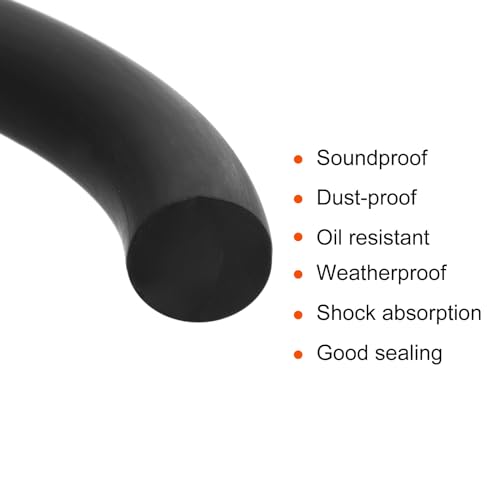 uxcell Nitrile Rubber Round Seal Strip, 5mm(13/64") Diameter 3 Meters (9.84Ft) Long Hard Solid Rubber Weather Stripping for DIY Gasket, Industrial Equipment, and Furniture - size: 5mmx3m
