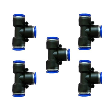 5 Pcs 1/2" x 1/2" x 1/2" Pneumatic T Shaped 3 Way Tube Reducer Connector, Quick Push to Connect Tee Fitting - size: 0.5 Inch, style: Tee Union