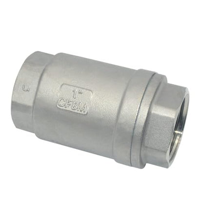 1" NPT Female WOG1000 Check Valve, Spring Loaded In-line Low Cracking Pressure, Stainless Steel SS316 CF8M (1 Inch)… - size: 1 Inch