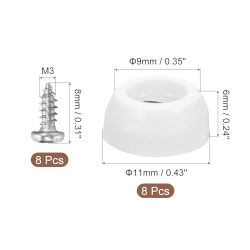 uxcell 8Pcs Rubber Bumper Feet, 0.24" H X0.43 W Round Pads with Stainless Steel Washer and Screws for Furniture, Appliances, Electronics - size: 0.24" H x0.43" W