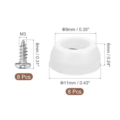 uxcell 8Pcs Rubber Bumper Feet, 0.24" H X0.43 W Round Pads with Stainless Steel Washer and Screws for Furniture, Appliances, Electronics - size: 0.24" H x0.43" W