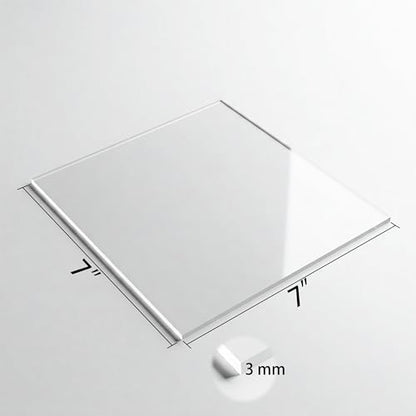 5 Pack 7"x7" Plexiglass Panels 3mm (1/8") Thick Transparent Acrylic Sheets with Protective Film for Picture Frame Art Design, DIY Craft, Signage, Display, and Home Projects (5, 7"x7" 3mm) - size: 7"x7" 3mm