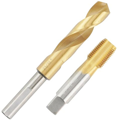 1/2"-14 Ti-Coated NPT Tap and 23/32" Drill Bit Set - size: NPT 1/2"-14 Tap & 23/32" Drill