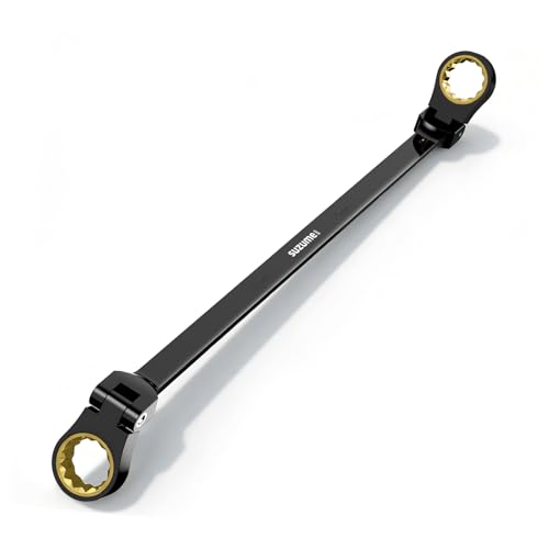 SUZUME Extra Long Flex Head Ratcheting Wrench 10-11mm Metric Double Box End 180° Flexible Head 72-Tooth 15K Gear Tested CR-V Steel Black Chrome Finish For Automotive Motorcycle and Appliance Repair - size: 10-11mm