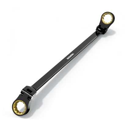 SUZUME Extra Long Flex Head Ratcheting Wrench 10-11mm Metric Double Box End 180° Flexible Head 72-Tooth 15K Gear Tested CR-V Steel Black Chrome Finish For Automotive Motorcycle and Appliance Repair - size: 10-11mm