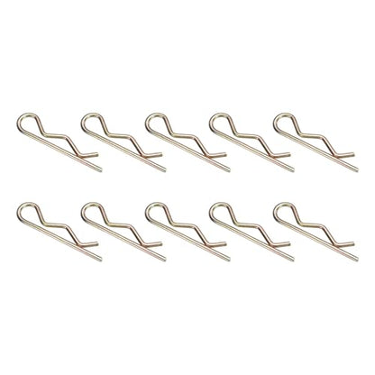 uxcell 10Pcs Hitch Pin Clip, 6x130mm Zinc-Plated Spring Steel Retaining R Clip Retaining Wire Hair Pins Cotter Pin Assortment Kit Clips for Trailer Tractors Mower Carts Truck, Gold - size: 6x130mm