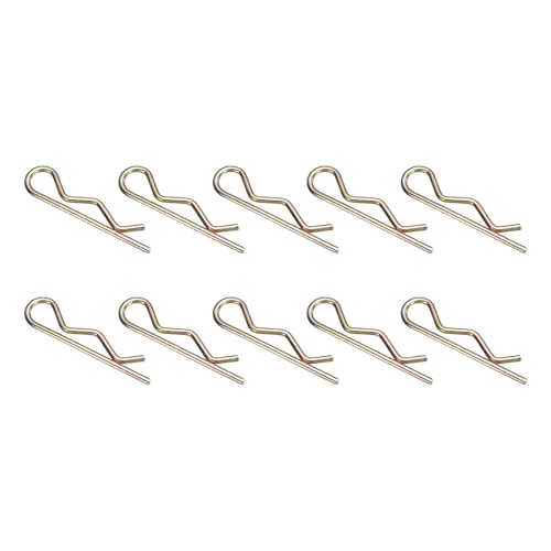 uxcell 10Pcs Hitch Pin Clip, 6x130mm Zinc-Plated Spring Steel Retaining R Clip Retaining Wire Hair Pins Cotter Pin Assortment Kit Clips for Trailer Tractors Mower Carts Truck, Gold - size: 6x130mm