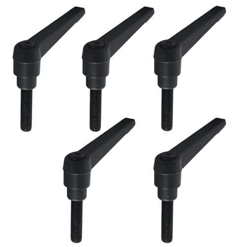 5pcs M8 x 32mm Clamping Lever Handles, 307 Stainless Steel Adjustable Locking Quick Release with Push Button Ratchet Mechanism, Black - size: M8 x 32mm