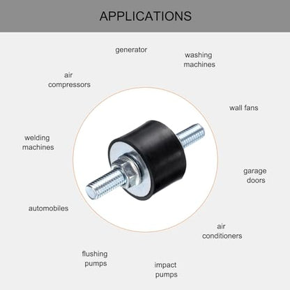 uxcell 4pcs M8x23mm Rubber Isolator Mounts with Studs 30x20mm Male Vibration Shock Absorber Zinc Plated Cylindrical Thread Mounts Anti Vibration Isolators with 8pcs M8 Lock Nuts - size: VV-D30*H20, M8*23