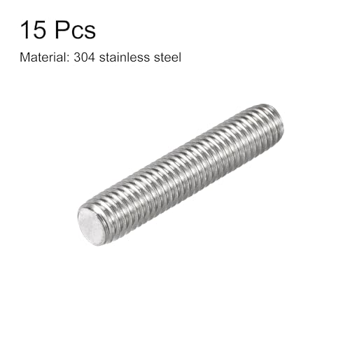 uxcell 15Pcs M8 x 40mm Fully Threaded Rod 304 Stainless Steel Right Hand Threads - size: M8 x 40mm