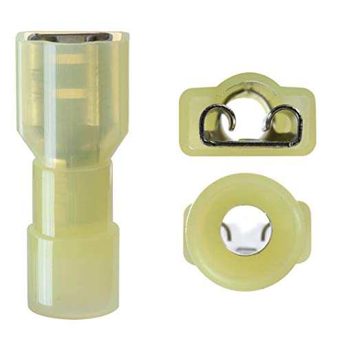 100 Pcs XHF Yellow Nylon Female Spade Connectors 12-10 AWG Quick Disconnect Wire Terminals Insulated Wire Crimp Connectors (Pack of 2) - size: Female Yellow 100PCS (Pack of 2)