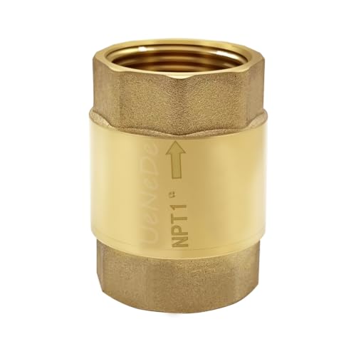 Uenede Brass 1 Inch NPT In-line Spring Check Valve, 1PCS - size: 1"NPT