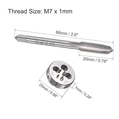 M7x1mm Metric Tap and Die Set,Machine Thread Screw Tap with Round Threading Die,Tap & Die Kit for Nut Screw Bolt Thread Repair - size: M7x1mm