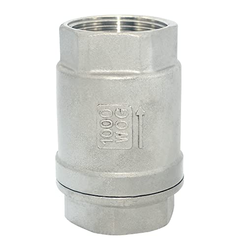 1-1/4" NPT Female WOG1000 Check Valve,Spring Loaded In-line Low Cracking Pressure,Stainless Steel SS316 CF8M - size: 1.25 Inch